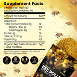 Organic Bee Pollen Granules, 1 Lbs - Bee Pollen Supplement Super Food Packed with Proteins, Vitamins & Minerals, Gluten-Free - Immune Support, Energy Boost, and Digestive Wellness, USA Made