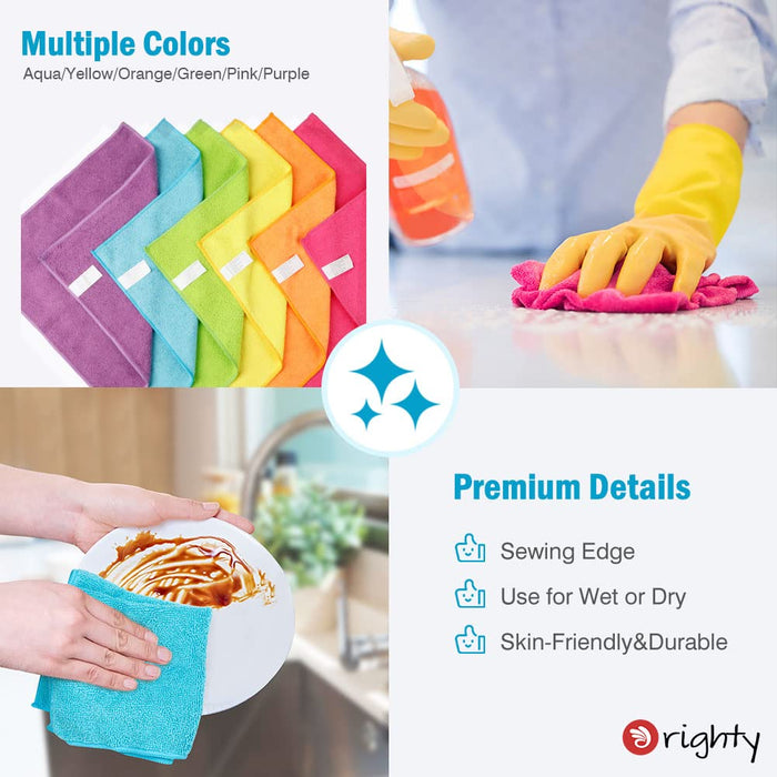 Orighty Microfiber Cleaning Cloths, Pack of 120, Highly Absorbent Cleaning Supplies, Lint Free Cloths for Multiple-use, Powerful Dust Removal Cleaning Rags for House, Kitchen, Car Care(12x12 inch)