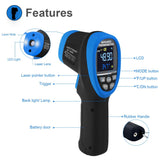 Infrared Thermometer AP-1500C Color LCD High Temp Thermometer Pyrometer IR Temperature Gun -58℉- 2732℉ (-50℃ to 1500℃),30:1 Distance Spot Ratio,Dual Laser and Flashlight（NOT for Human）