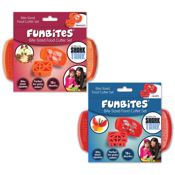 FunBites Food Cutter Set, Orange Triangles, Red Hearts