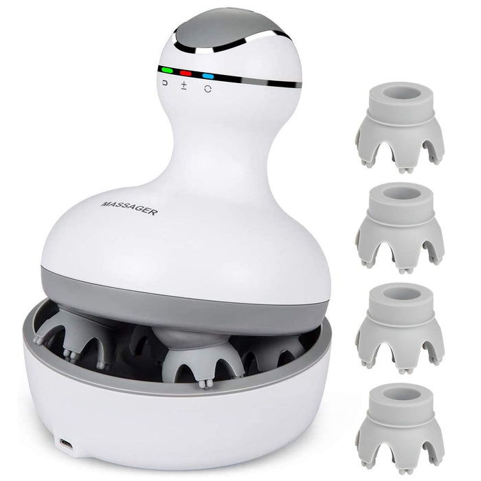 Cotsoco Electric Scalp Head Massager, Waterproof Massager with 4 Heads 84 Nodes for Hair Growth and Stress Release Massage