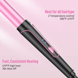 Waver Curling Iron Curling Wand - BESTOPE PRO 5 in 1 Curling Wand Set with 3 Barrel Hair Crimper for Women, Fast Heating Crimper Wand Curler in All Hair Type-Pink