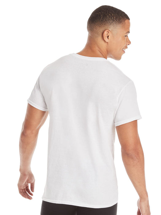 Hanes Men's Cotton Undershirts - Moisture-Wicking Crew Neck Tees, 6 Pack - White, Regular Fit