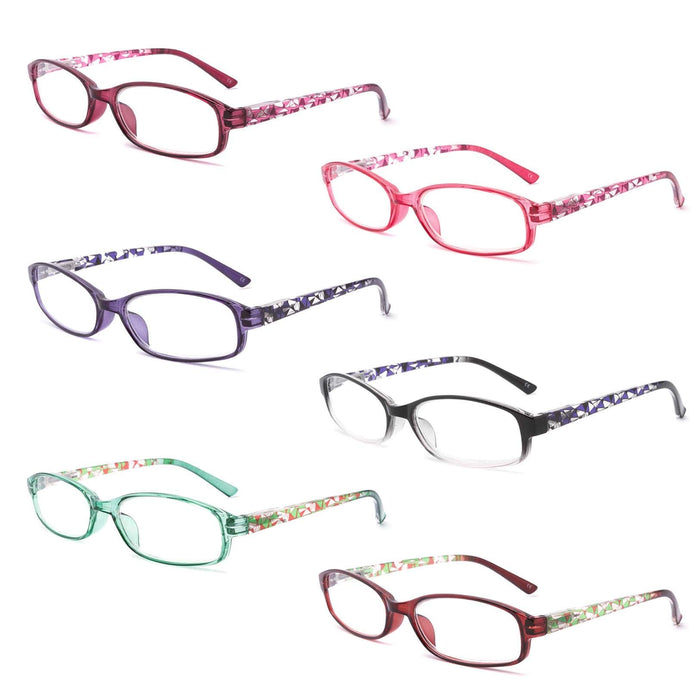 IVNUOYI 6 Pack Reading Glasses Blue Light Blocking,Fashion Ladies Spring Hinge Readers with Pattern Print,Anti Glare UV Eyeglasses for Women 0.75