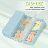 FYY 2 Pcs Daily Pill Organizer, 7 Compartments Portable Travel Case, Folding Design Box for Purse Pocket to Hold Vitamins, Cod Liver Oil, Supplements, and Medication - Navy+Pink.