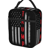 PrelerDIY Grunge American Flag Trump Lunch Box - Insulated Lunch Bags for Women/Men/Girls/Boys Detachable Handle Lunchbox Meal Tote Bag