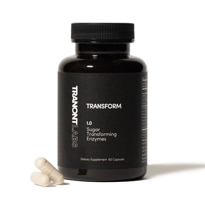 Tranont Transform 1.0 Sugar Transforming Enzymes: Advanced Natural Metabolism | Energy Booster | Sugar Free | Plant Based | Natural, Dairy Free, Gluten Free, & Vegan Dietary Supplements | 60 Capsules