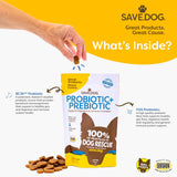 SAVE.DOG Probiotics for Dogs – Dog Probiotic Chews for Dogs with Clinically-Studied BC30 Probiotic + Prebiotic for Digestive & Immune Health - Dog Supplement with a Cause (90 Chews)