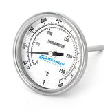 MEANLIN MEASURE 1/2" NPT Bimetal Thermometer for hot Water, boilers, and Pipes, 3" Dial, 4" Stainless Steel Stem, Temperature Range 50-500°F/10-250°C, Accuracy 2%, Lower Mount