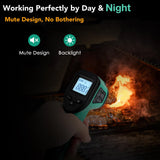 Infrared Thermometer Gun for Cooking, -58℉~1022℉, Digital Laser Temperature Gun for Blackstone Pizza Oven Reptiles, IR thermometer with Carrying Storage Case, Larger Font, LCD Backlit, Green