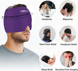 iTHERAU Migraine Relief Cap, Migraine Ice Head Wrap, Headache Ice Hat, Cold Therapy Headache Relief Cap for Migraine Eyes Mask Purple Headache Ice Pack for Puffy Eyes, Tension, Sinus & Stress Relief