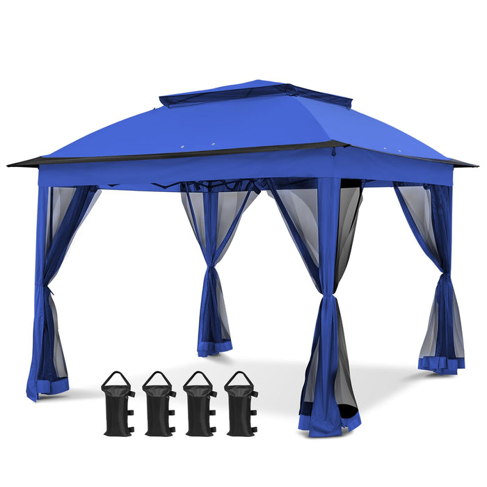 COOS BAY 11x11 Pop Up Gazebo with Mesh Netting, Instant Outdoor Canopy Tent, Water Resistant Shelter with UPF 50+ UV Protection, 121 Sq Ft Coverage, Blue