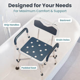 PELEGON Shower Chair (450lb) with Padded Armrests and Back, Shower Chair for Elderly and Disabled, Adjustable Height Shower Seat, Heavy Duty Shower Chair for Inside Shower, Handicap Shower Chair- Teal