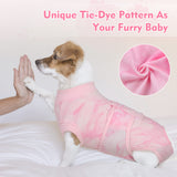 FUAMEY Recovery Suit for Dogs After Surgery,Soft Breathable Dog Bodysuit E-Collar & Cone Alternative Surgical Suit,Male Female Dog Neuter Spay Suits Anti Licking Wounds Onesie Pink Tie Dye S