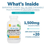 Bariatric Choice All-in-One Bariatric MultiVitamin with 375 mg Calcium Citrate, Very Berry (120ct)