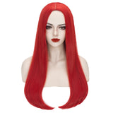 Red Sally Wig for Adult Women, 60 CM Long Straight Red Wig Middle Parting Synthetic Hair Wig+ Wig Cap for Halloween Christmas Sally Costume Party