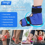 NEWGO Ice Pack Ankle Foot Ice Pack Wrap for Plantar Fasciitis, Foot Cold Pack with Plush Backing Hot Cold Therapy Foot Ice Wrap for Achilles Tendonitis, Swelling, Sprained Ankles and Heel, Blue