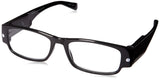 FOSTER GRANT Men's LightSpecs Lloyd Reading Glasses with Lights Rectangular, Black/Transparent, 59 mm + 1.75