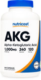 Nutricost AKG Alpha Ketoglutaric Acid Supplement 1,000 mg, 240 Capsules, 120 Servings Per Bottle - Powerful Precursor to Glutamine & Arginine, Energy Support Supplement