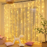 MAGGIFT 304 LED Curtain String Lights, 9.8 x 9.8 ft, 8 Modes Plug in Fairy String Light with Remote Control, Christmas, Backdrop for Indoor Outdoor Bedroom Window Wedding Party Decoration, Warm White