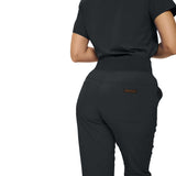 MONARCH UNIFORMS Stretchy Scrubs Women's Jogger Scrub Set In Regular and Petite Jogger Scrubs with Tuck-In Top for Women(Black-XL)