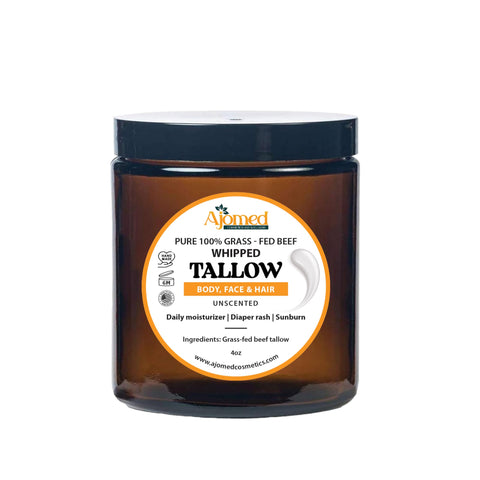 Pure Whipped Tallow Cream - Organic Handmade UNSCENTED grass-feed beef tallow moisturizer, Cows butter For Face and Body (4 oz) (MANDARIN FRANKINSENCE)