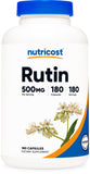 Nutricost Rutin 500mg, 180 Capsules - Gluten Free, Non-GMO, and Vegetarian Friendly