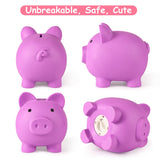 PJDRLLC Piggy Bank, Unbreakable Plastic Money Bank, Coin Bank for Girls and Boys, Medium Size Piggy Banks, Practical Gifts for Birthday, Easter, Christmas (Light Purple)