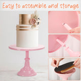 3Pcs Cake Stand, Pink Round Cupcake Stand 8/10/12Inch Dessert Display Stand Cupcake Holder Pastry Serving Plate for Baby Shower Wedding Birthday Party Celebration Home Decoration