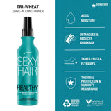 SexyHair Healthy Tri-Wheat Leave-In Conditioner, 8.5 Oz | Up to 90% Better Detangling | Reduces Breakage | Moisture, Smoothness, and Shine