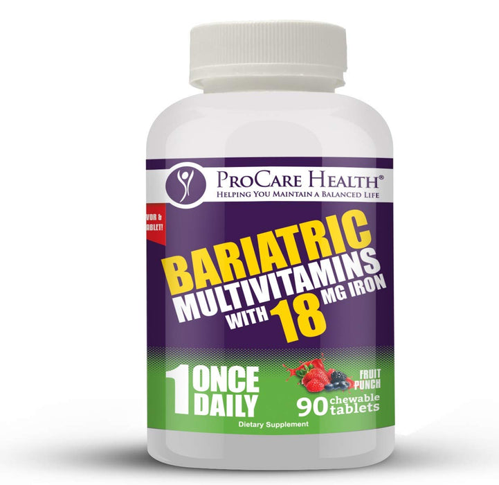 ProCare Health Once Daily Bariatric Multivitamin | Chewable | 18mg l Fruit Punch (90ct)