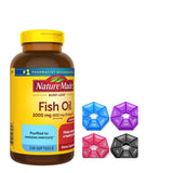 Nature Made Burp Less Fish Oil 2000 mg Per Serving Softgels, Omega 3 Fish Oil Supplements, 230 Count,includes Weekly Pill Organizer (1)
