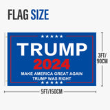 Trump Flag 2024 With Pole, Make America Great Again Trump Flag With Pole, Trump Was Right Banner, 3X5Ft, 1 Ply With Vivid Patriotic Colors Design Uv & Fade Resistant 2 Brass Grommets