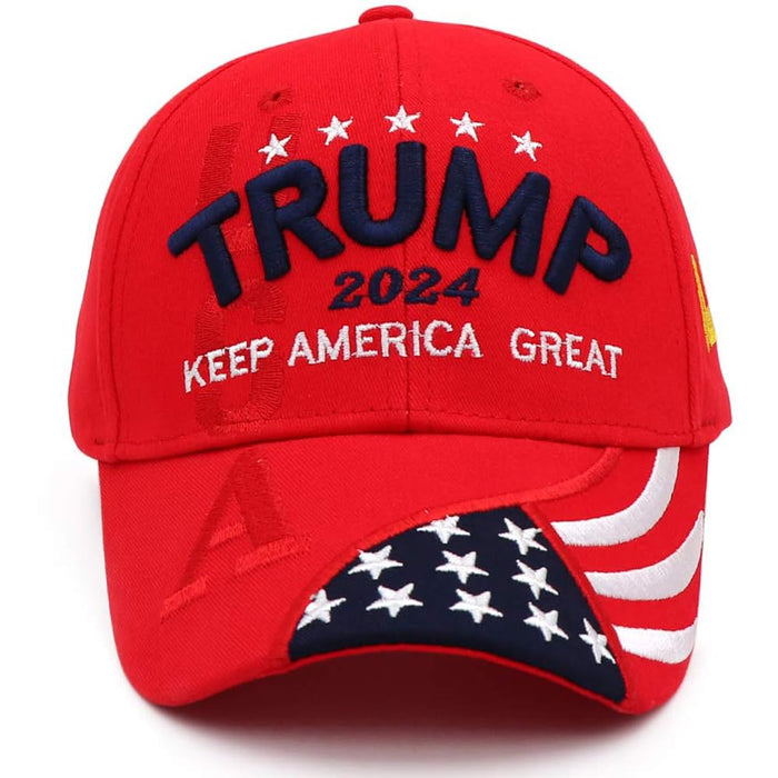 Engmoo Trump 2024 Maga Hat with USA Flag Embroidery Adjustable Baseball Cap