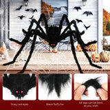 Giant Halloween Decorations Outdoor Set,197" Triangle Spider Webs Halloween with 59" Giant Spider,86 Sqft Stretchy Spider Webs,20 Fake Spiders,Halloween Party Decorations for Yard Haunted House Decor