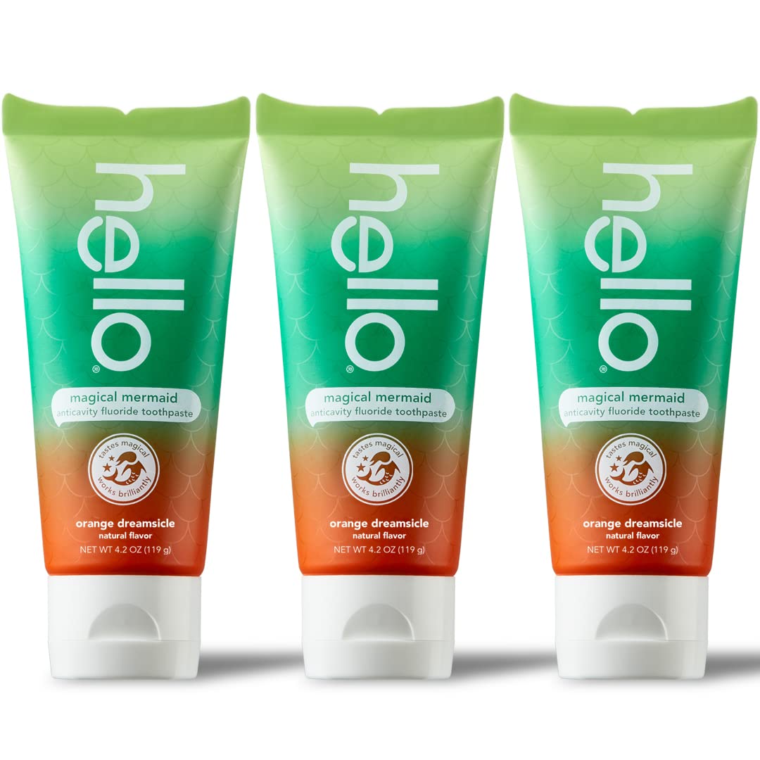 hello Mermaid Orange Dreamsicle Kids Fluoride Toothpaste, Natural Flav