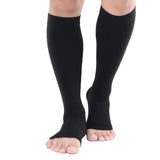 TOFLY® 30-40mmHg Medical Graduated Compression Socks for Men & Women, Open Toe Knee High Compression Socks,Firm Support for Circulation Recovery,Shin Splints,Varicose Veins,Edema,Nursing, Black XL