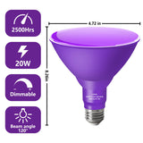 LOXYEE PAR38 Flood Purple Light Bulb,4 Pack-Dimmable,E26 Base Purple Flood Light Outoor(20W Replace to 200W),Purple Light Bulb for Outside,Purple Decor,Christmas,Holiday,Halleween Outdoor Light Bulb