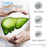 VINATURA TUDCA Milk Thistle 1250mg - Liver Support, Liver Health, Gallbladder Supplements *USA Made and Tested*, Tudca Supplement, Bile Salts Supplement, Liver Health Supplement - 90 Capsules