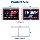 Trump Yard Signs 2024 with H-Stakes, 16" x 12" Double Sided Trump Yard Signs, Trump Take America Back Signs, Placard Voted for Trump Outdoor Lawn Yard Garden Decoration, 2 Pack