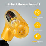 HEYCHY Super Mini Massage Gun, 4.8IN Small Travel Pain Relief Handheld Portable Massager, Full Body Recovery & Relief for Outdoors, USB Charging, 5 Speeds,Gifts for Men&Women (Yellow)