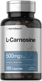 L-Carnosine 500mg | 120 Capsule Supplement | Non-GMO & Gluten Free Powder Pills | by Horbaach