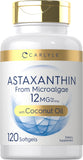 Carlyle Astaxanthin 12mg | 120 Softgels | Supplement from Microalgae | with Coconut Oil | Non-GMO & Gluten Free