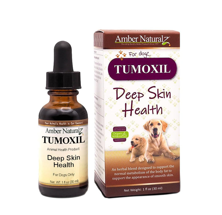 Amber NaturalZ Tumoxil Deep Skin Health Herbal Supplement for Dogs and Puppies | Canine Herbal Supplement for Skin and Metabolism Support | 1 Fluid Ounce Glass Bottle | Manufactured in The USA