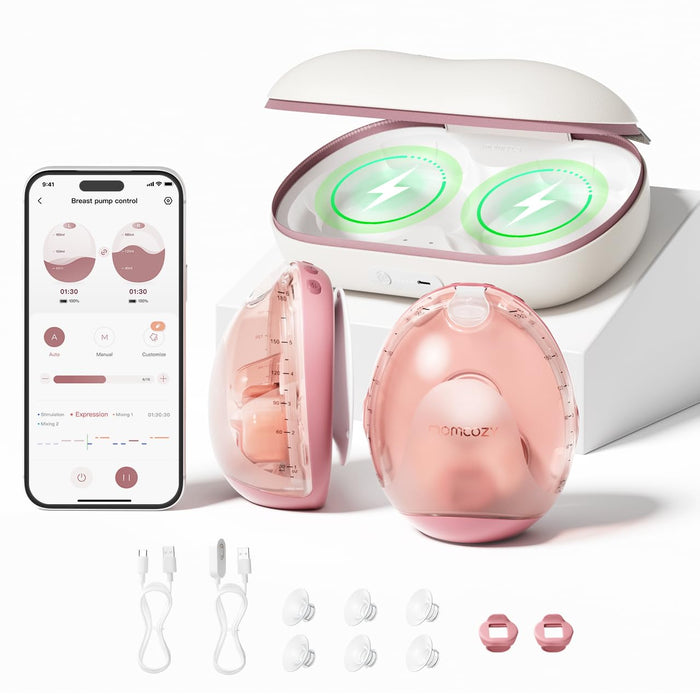 Momcozy Air 1 Wearable Breast Pump,Ultra-Slim with Wireless Charging Case