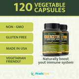 Quercetin with Vitamin C and Zinc - Quercetin with Bromelain - Quercetin 500mg - Zinc Quercetin - 120 Veggie Caps - Quercetin Supplements + Vitamin D3 - (Non-GMO, Gluten-Free, Vegan) 2 Month Supply