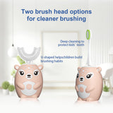 Kids Electric Toothbrushs U Shaped sonic Automatic Toothbrush with 4 Brush Heads, Six Cleaning Modes,Cartoon deer Modeling , full mouth toothbrush for baby