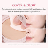 CLIO Kill Cover Mesh Glow Cushion Foundation ([Refill Included] 15g*2, 23N GINGER), Glass Skin, Long-Lasting, Lightweight, Buildable Coverage, Glowy Skin Makeup