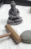 Nature's Mark Mini Zen Garden Kit for Desk with Rake, White Sand, Buddha Figures, Bridge Figure and River Rocks, Black Rectangle Base