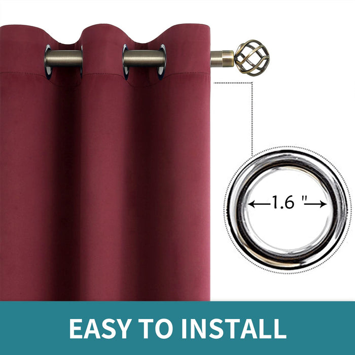 BGment Christmas Red Blackout Curtains for Bedroom - Grommet Thermal Insulated Room Darkening Curtains for Living Room, Set of 2 Curtain Panels (42 x 63 Inch, Burgundy)